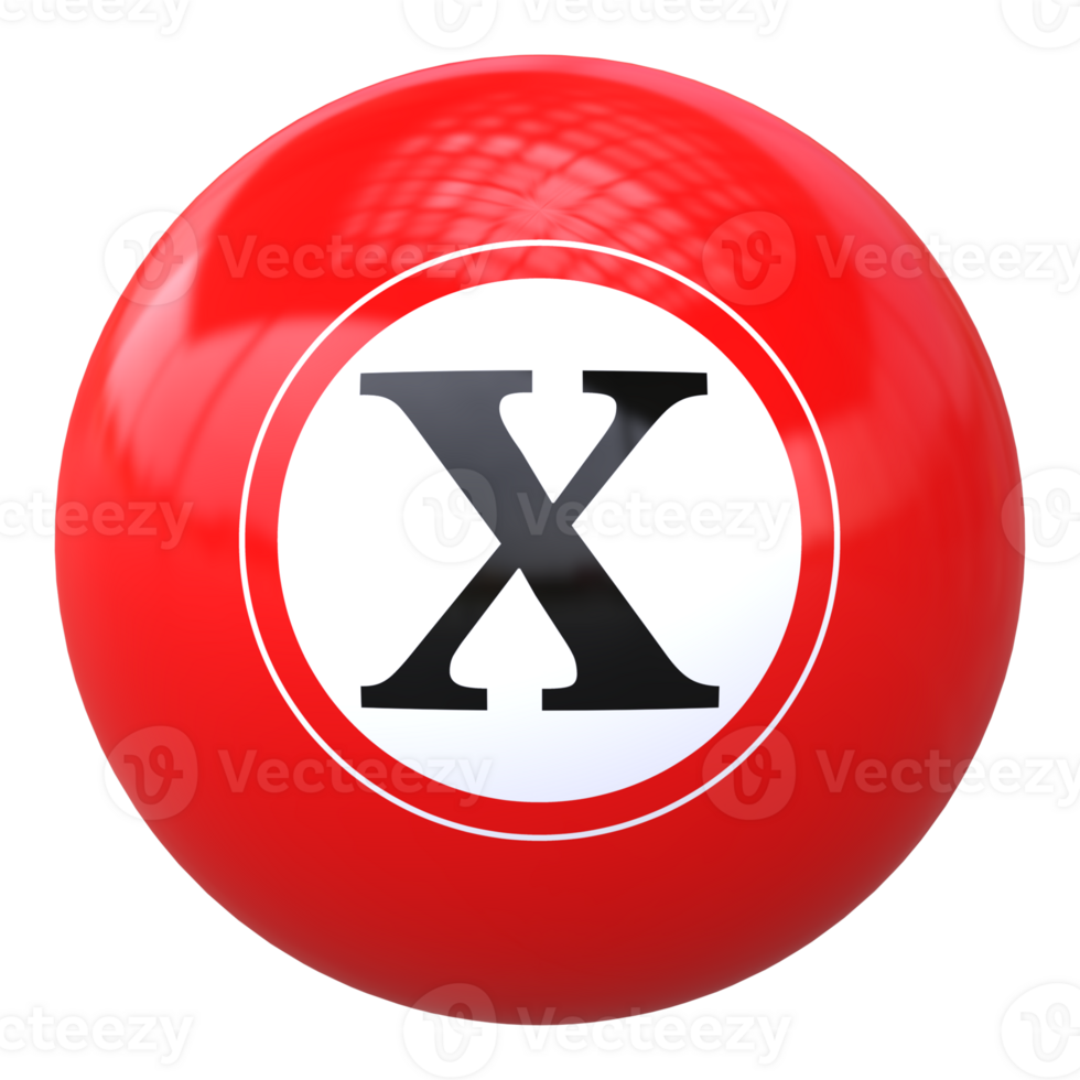 3d ball letter X font 3d ball render png