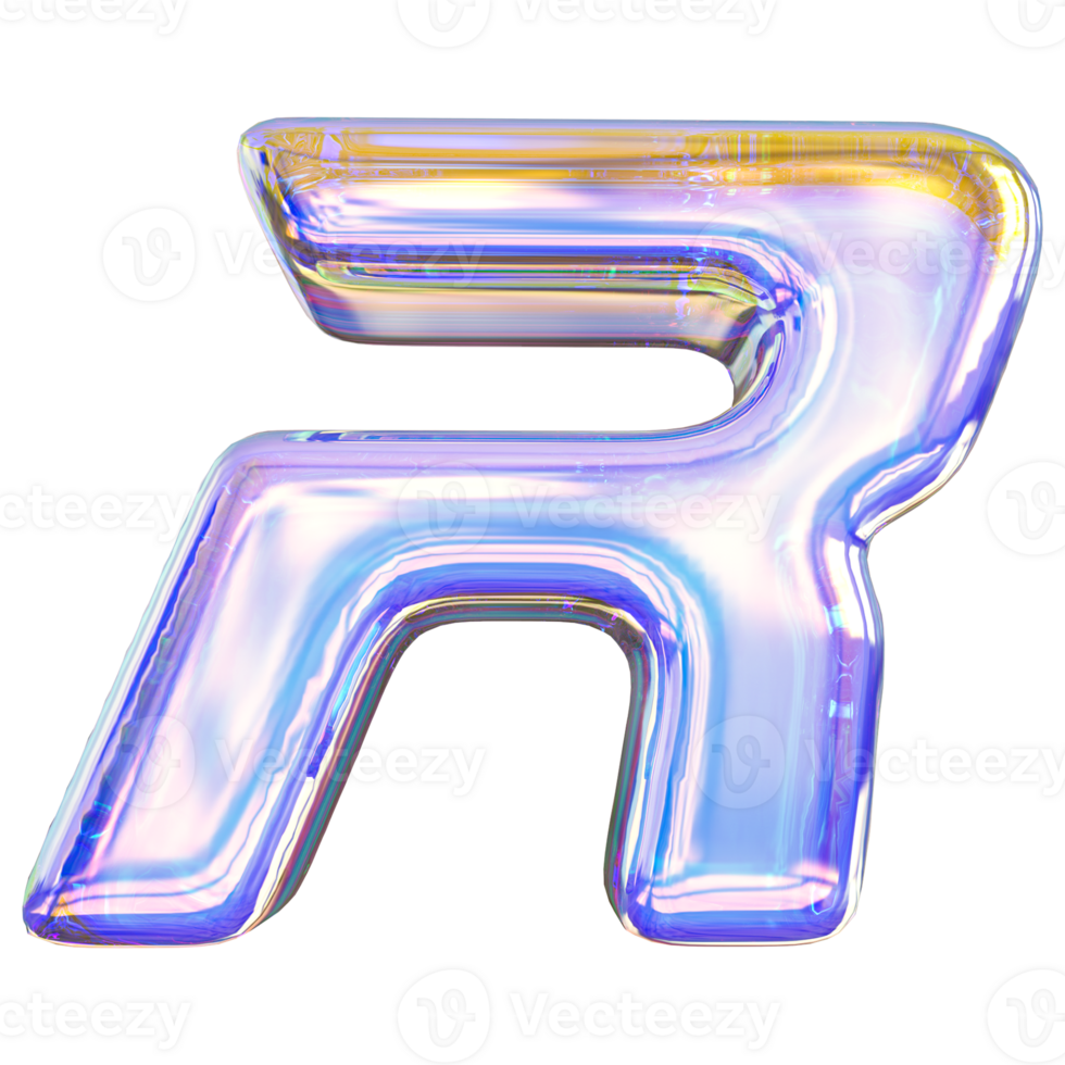 Gradient letter R font 3d render png