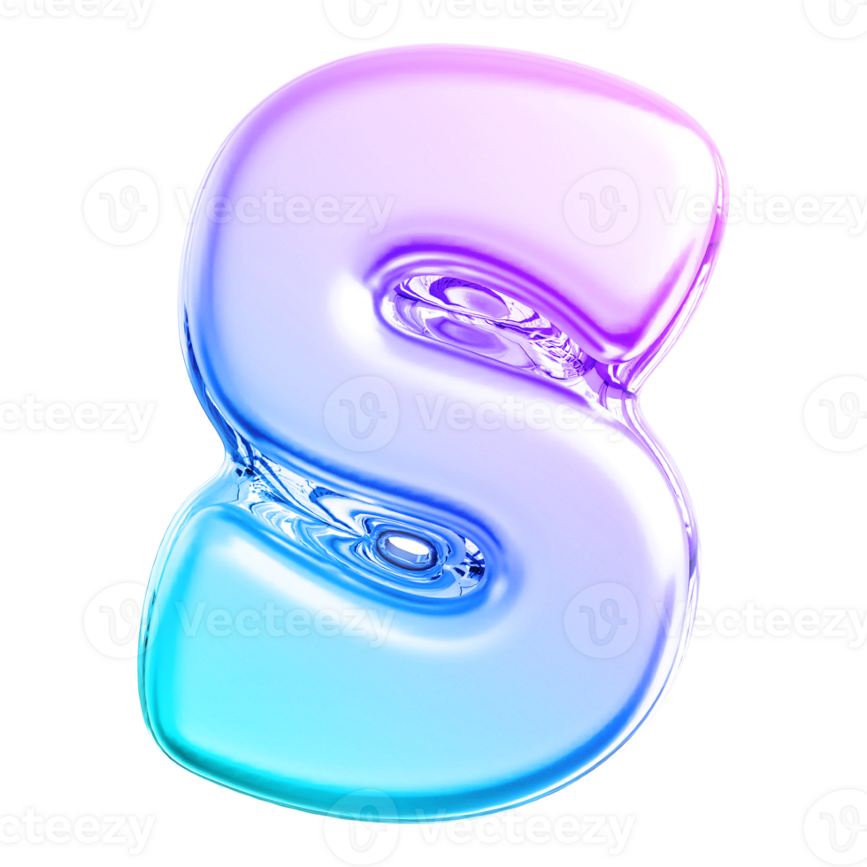 Gradient letter S font 3d render png