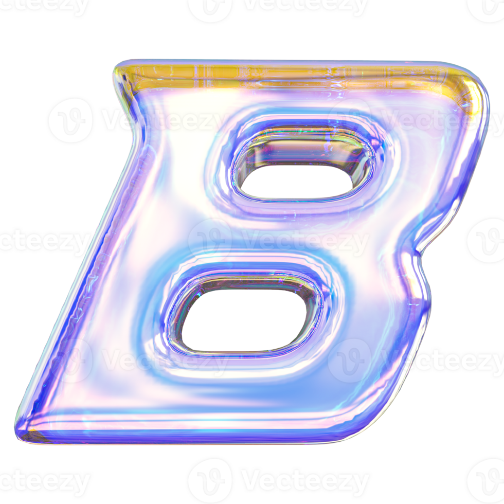 Gradient letter B font 3d render png