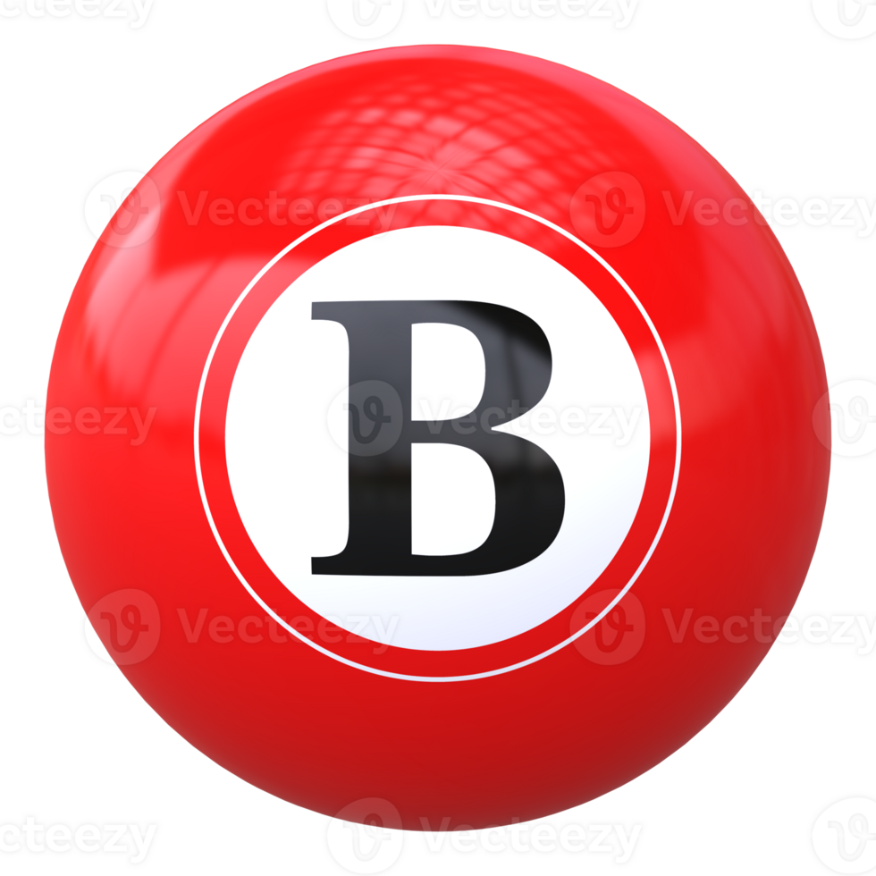 3d ball letter B font 3d ball render png
