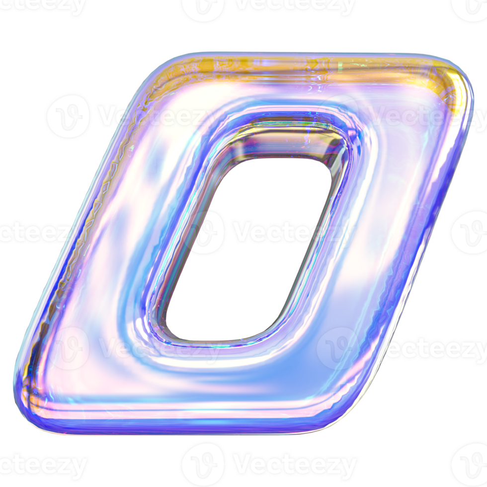 Gradient letter O font 3d render png