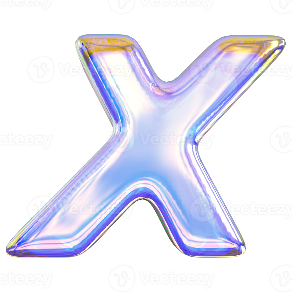 Gradient letter X font 3d render png