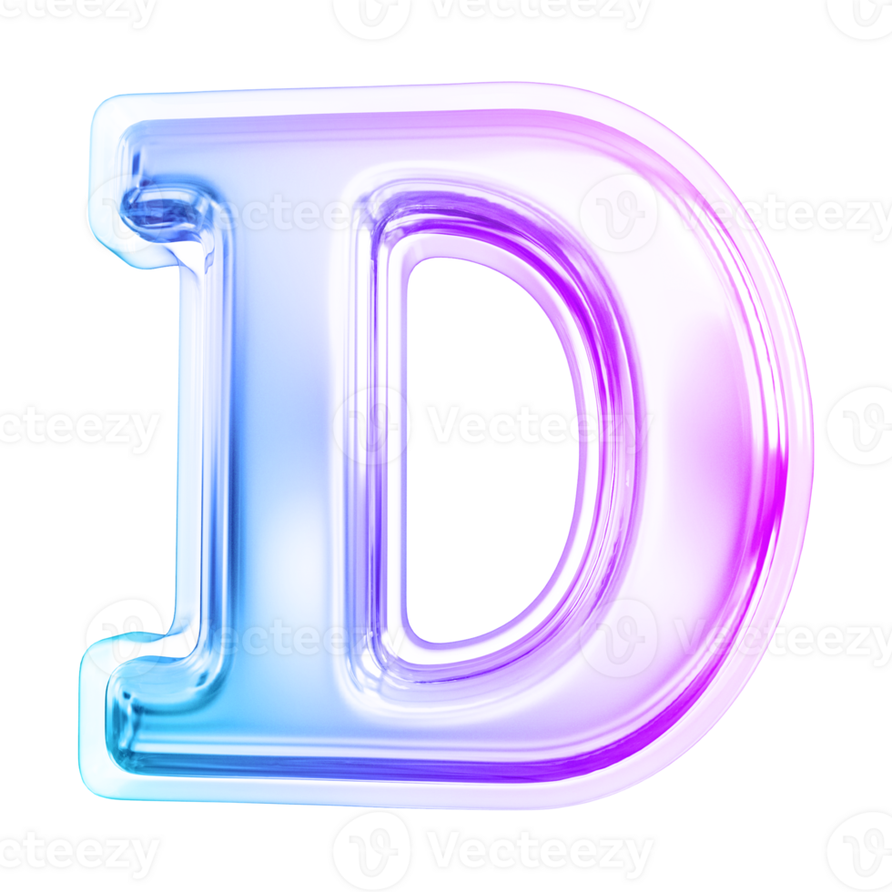 Gradient letter D font 3d render png