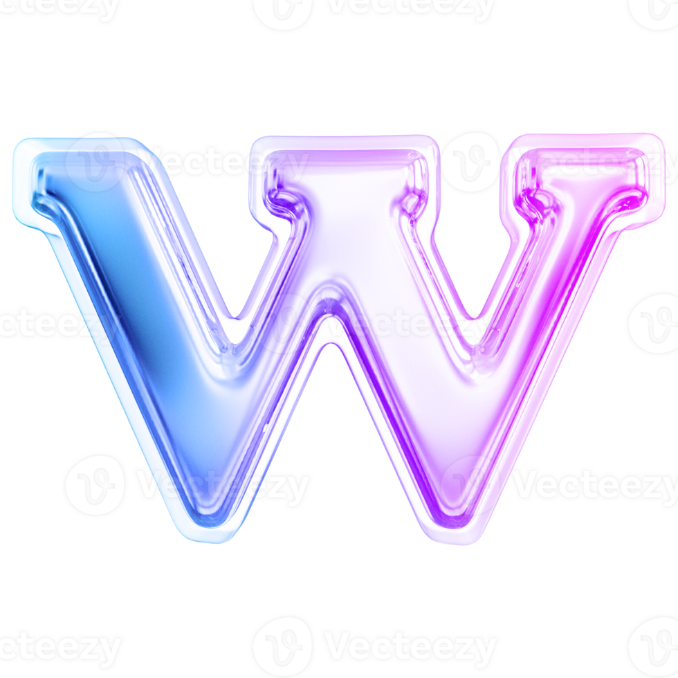 Gradient letter W font 3d render png