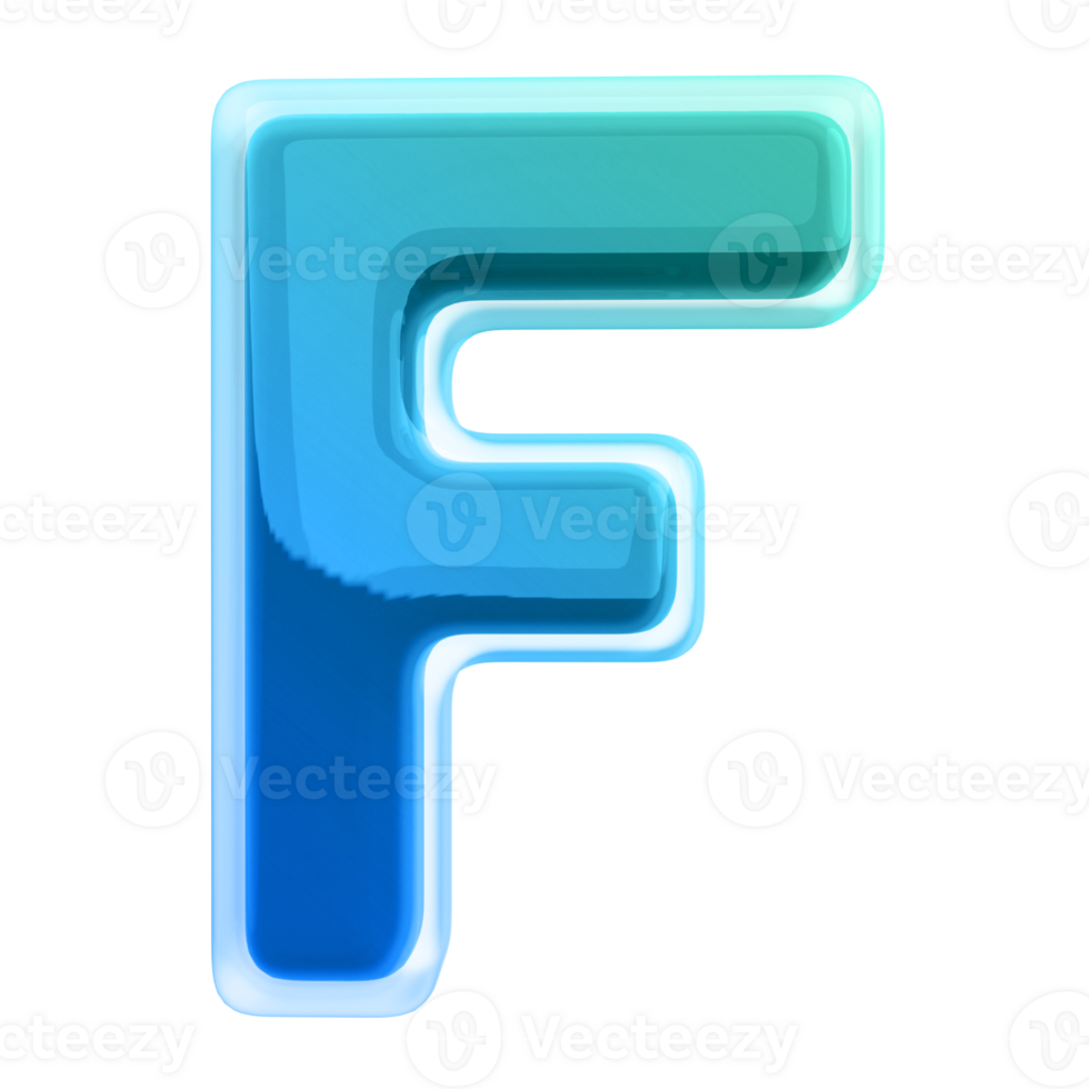 Gradient letter F font 3d render png