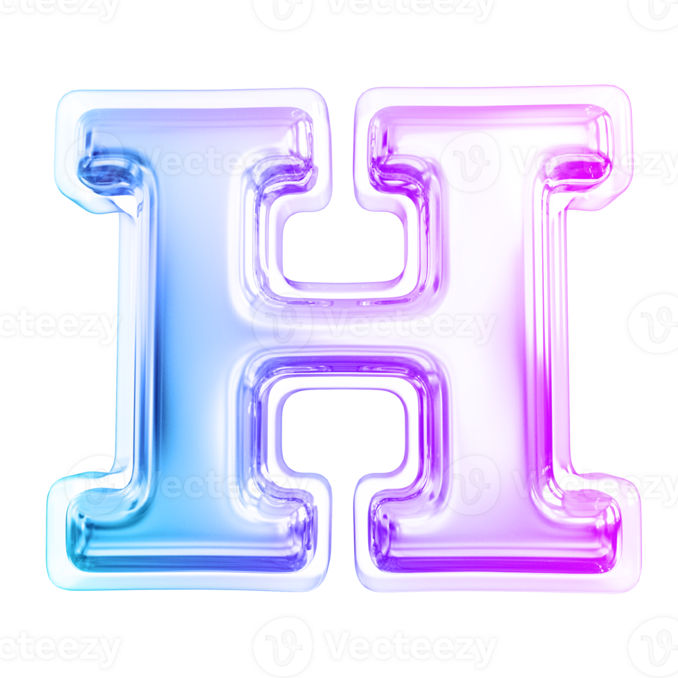 Gradient letter H font 3d render png