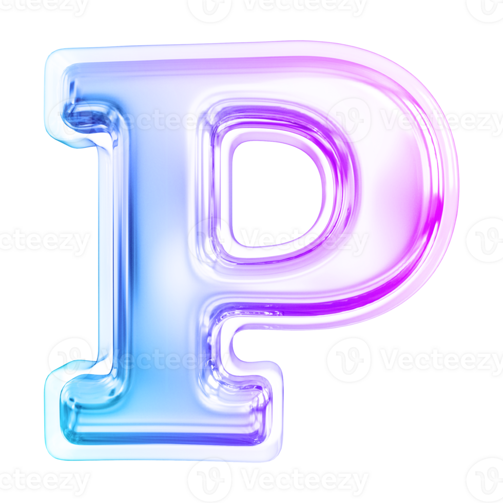 Gradient letter P font 3d render png