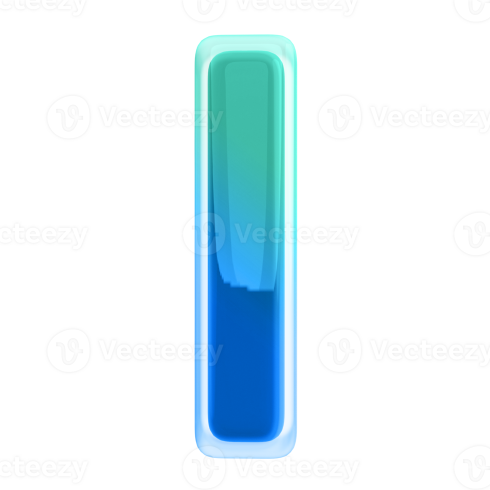 Gradient letter I font 3d render png