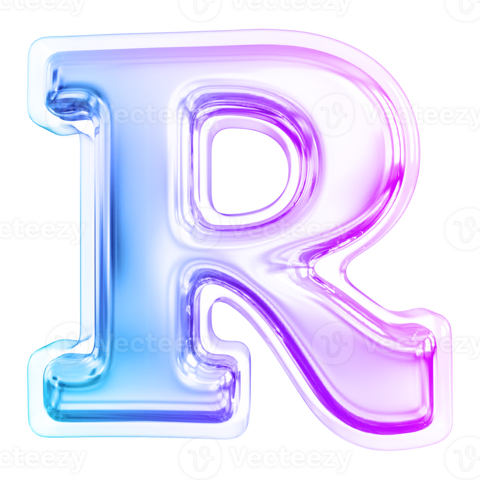 Gradient letter R font 3d render png