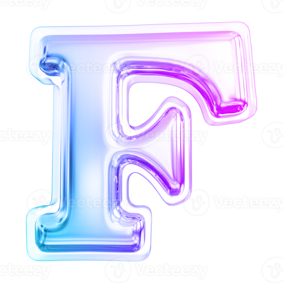 Gradient letter F font 3d render png