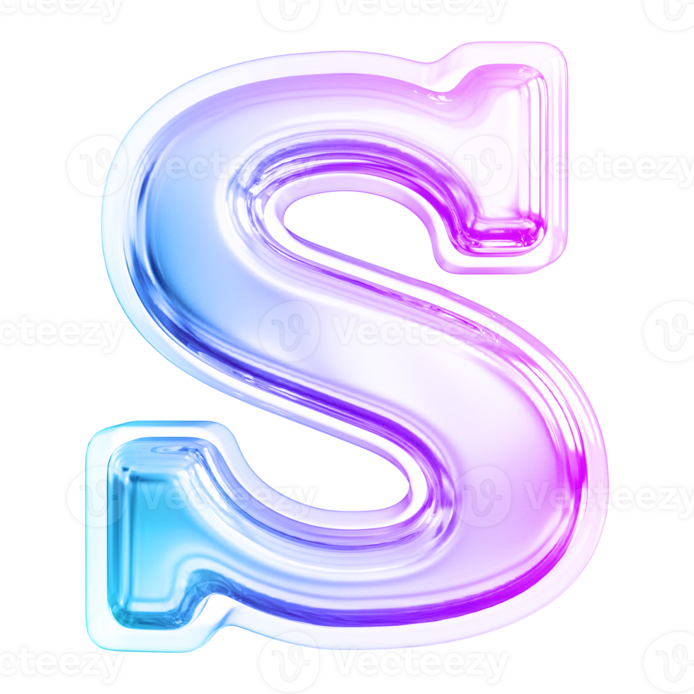 Gradient letter S font 3d render png