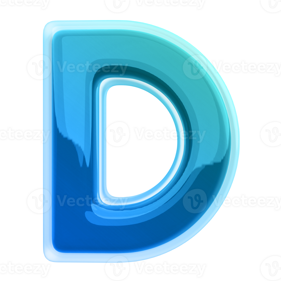 Gradient letter D font 3d render png