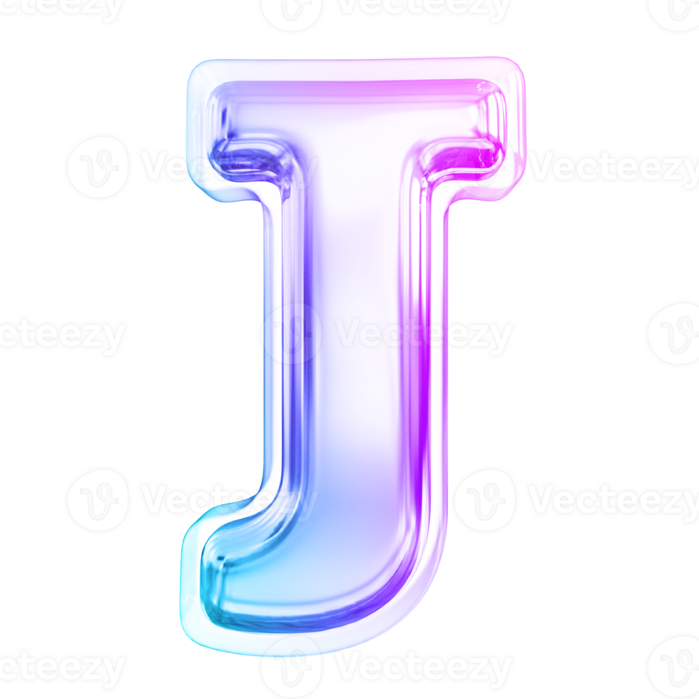 Gradient letter J font 3d render png