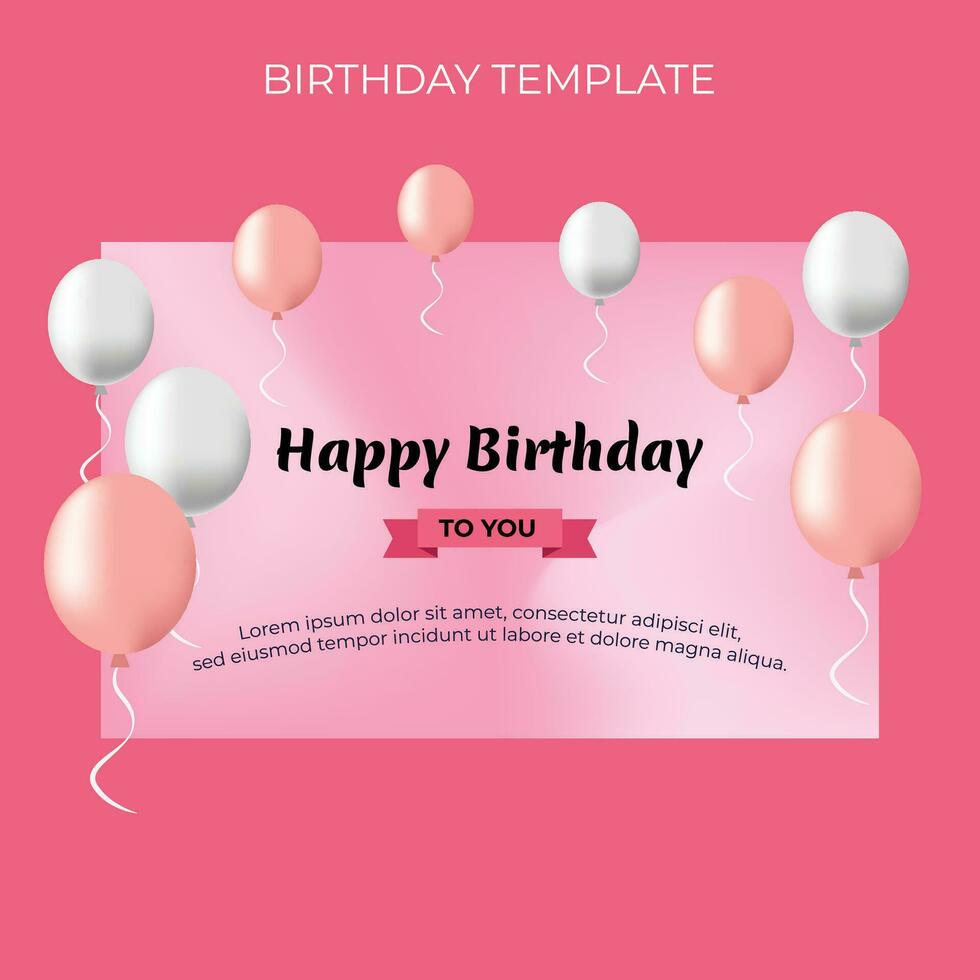cumpleaños modelo invitación con malla antecedentes y globos vector