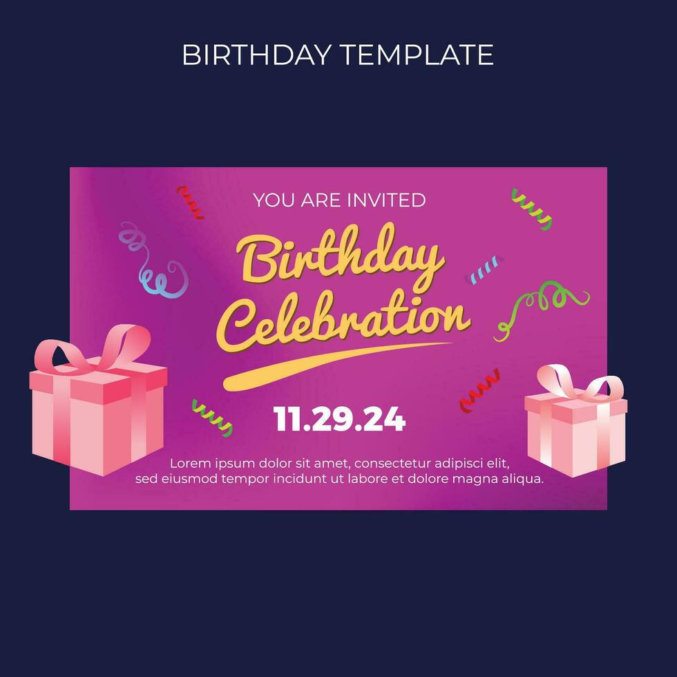 birthday template invitation with mesh background vector