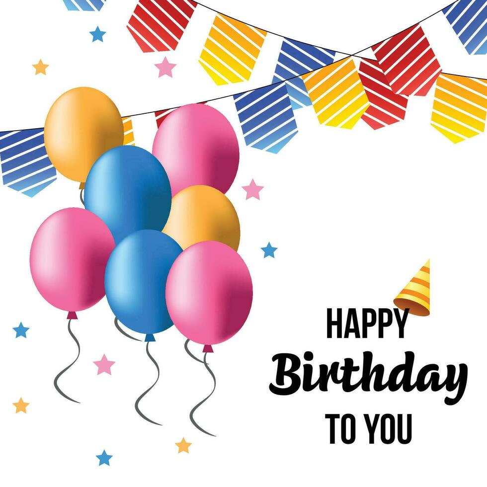 happy birthday sign with buntings and balloons vector