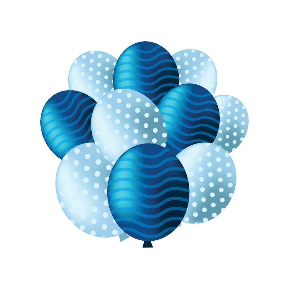 birthday balloons in polka dots and stripes blue color vector
