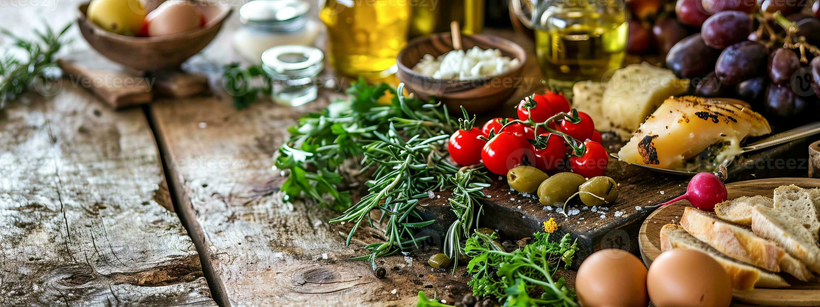 ai generado ingredientes de corazón simpático Mediterráneo dieta ese proporciona el más salud beneficios foto