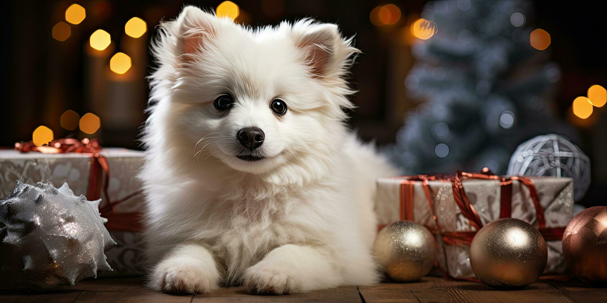 AI generated dog with natal present photo