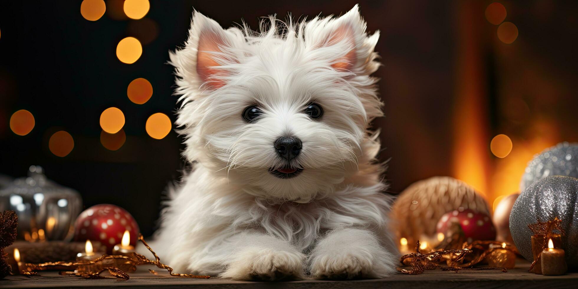 AI generated dog with natal present photo