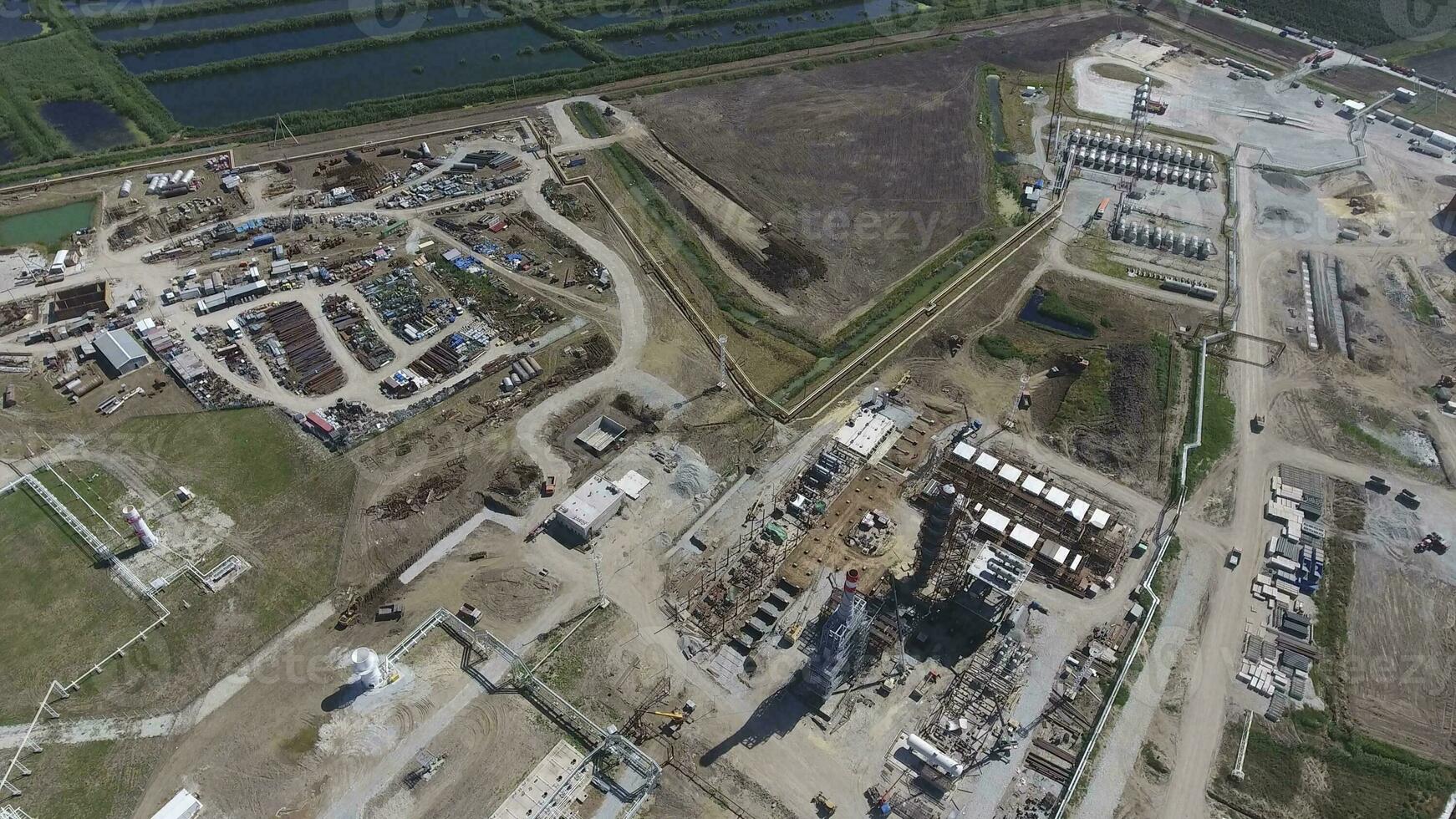 Oil refinery plant for primary and deep oil refining. Equipment photo