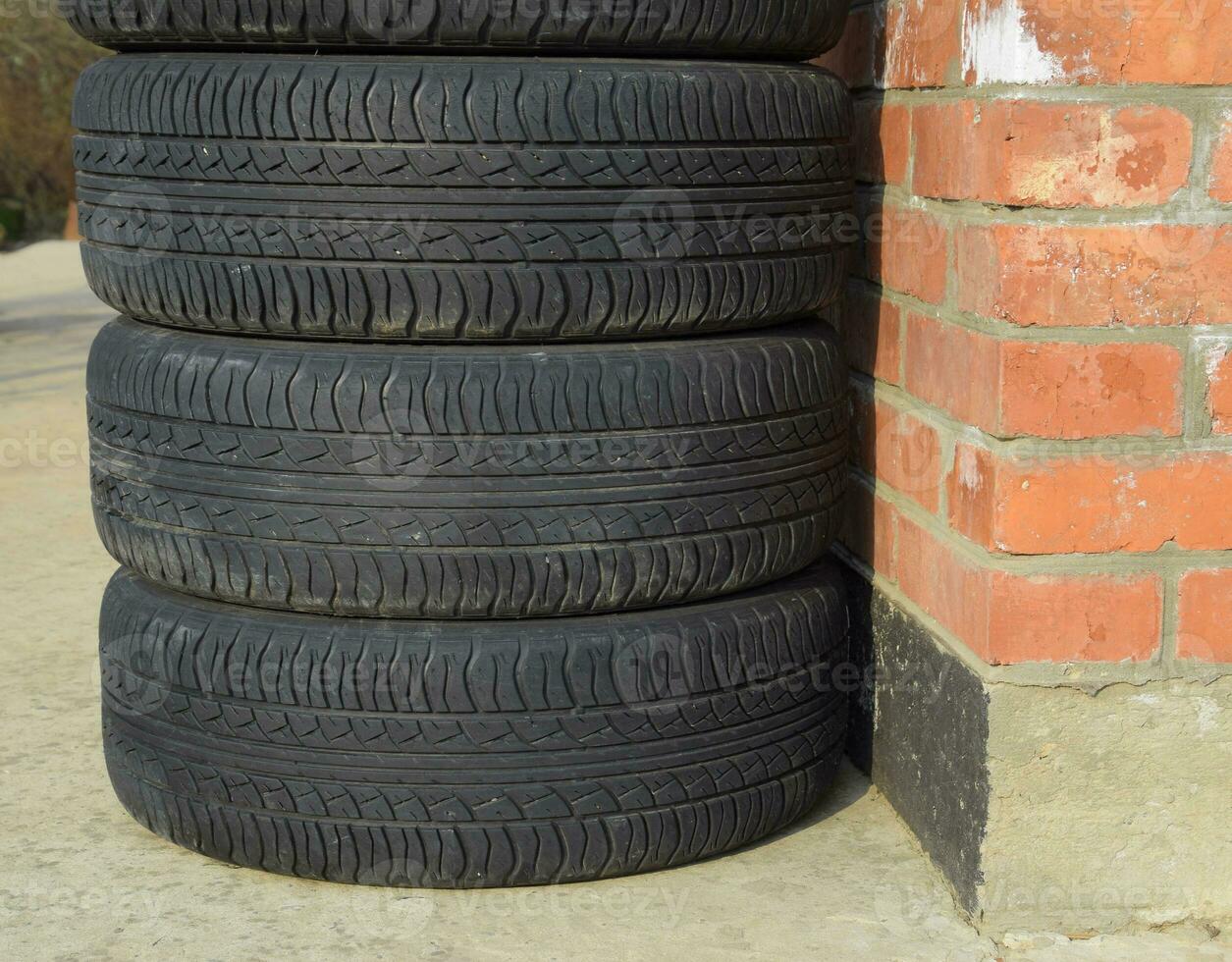 Automobile wheel. Rubber tires. Summer rubber set for the car. W photo