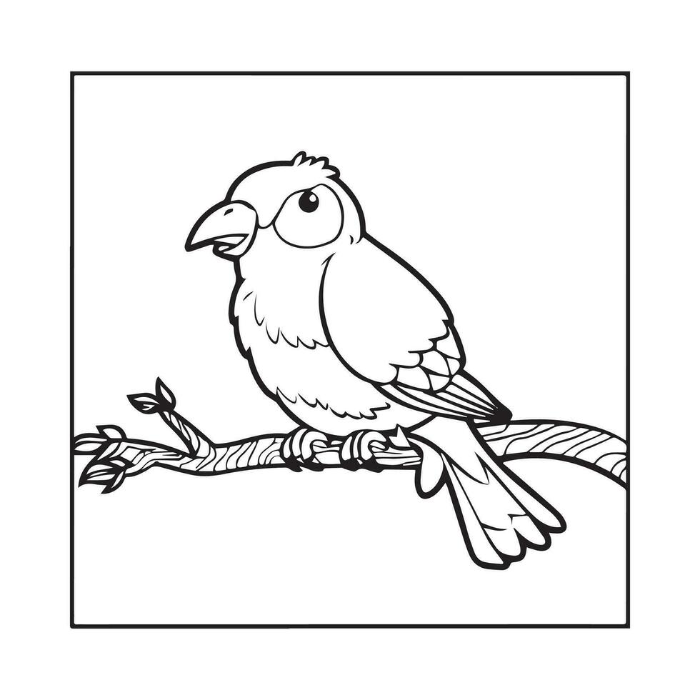 Coloring book of a bird sitting on a branch vector