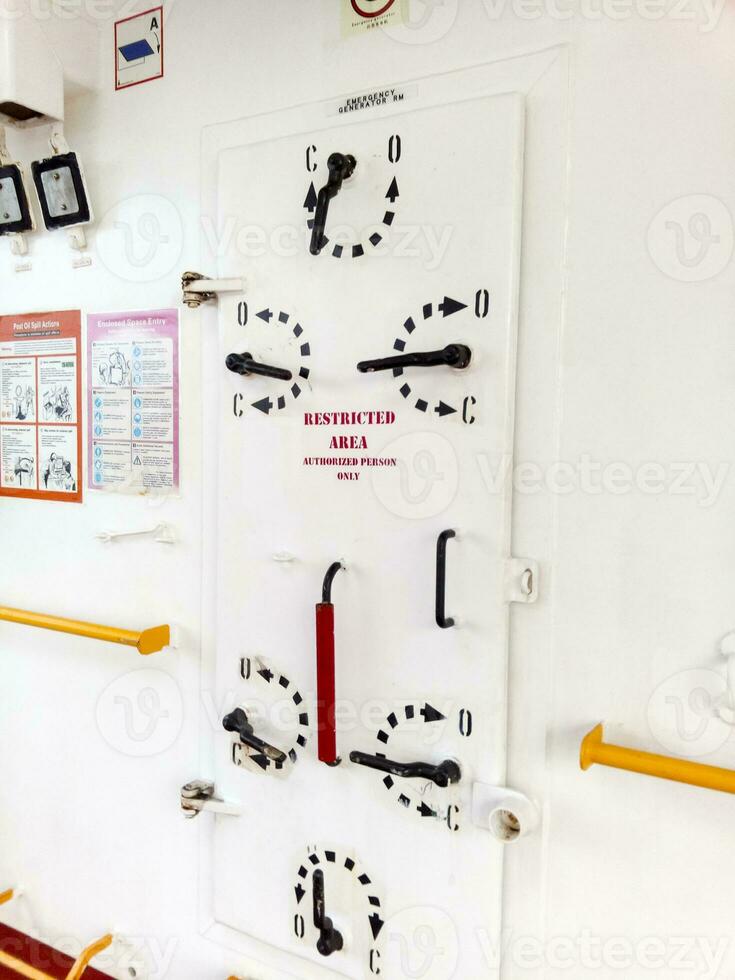 The porthole of the porthole in the ship's cabin photo