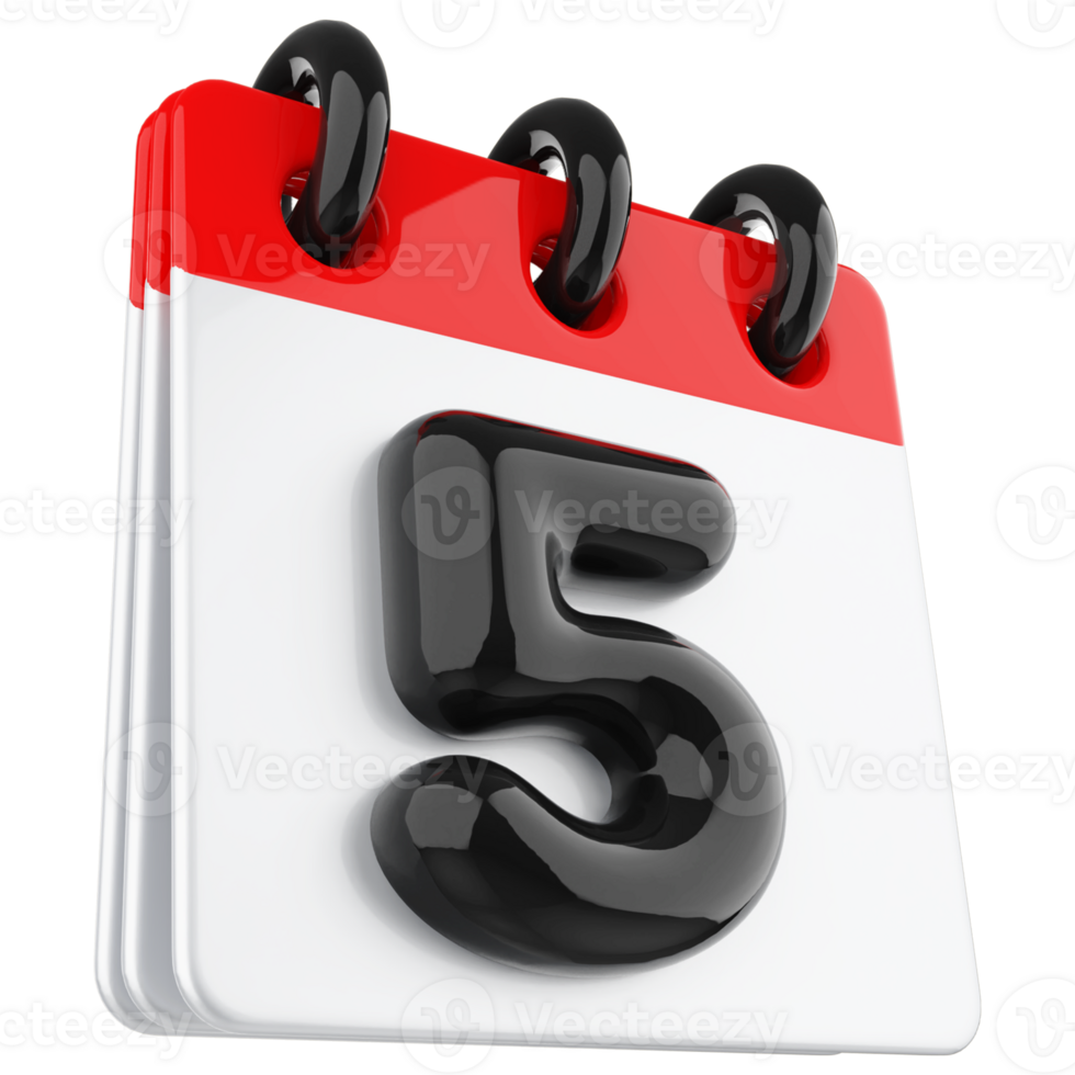 3d icon calendar number 5 png