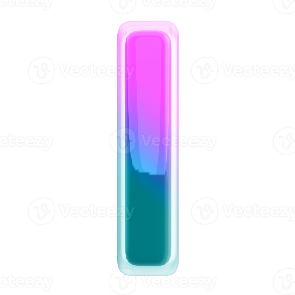 Gradient letter I font 3d render png