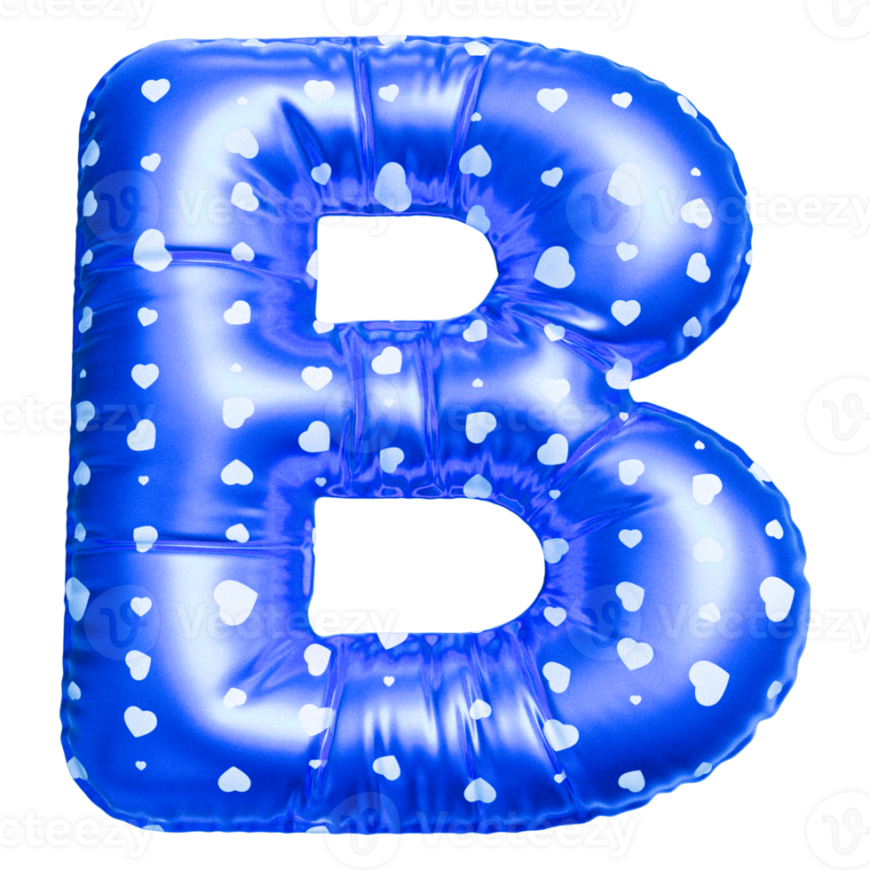 Blue letter B font 3d render png