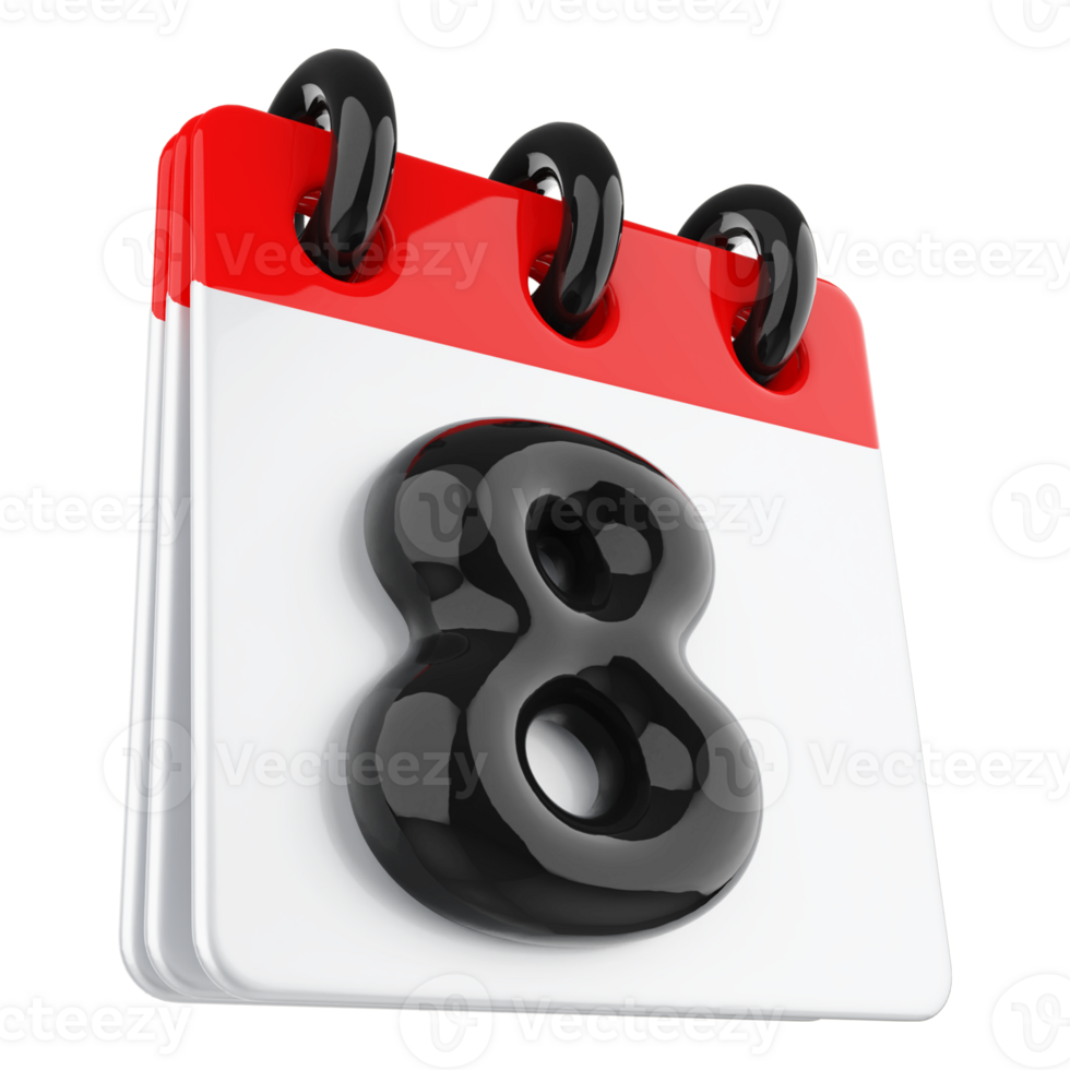 3d icon calendar number 8 png