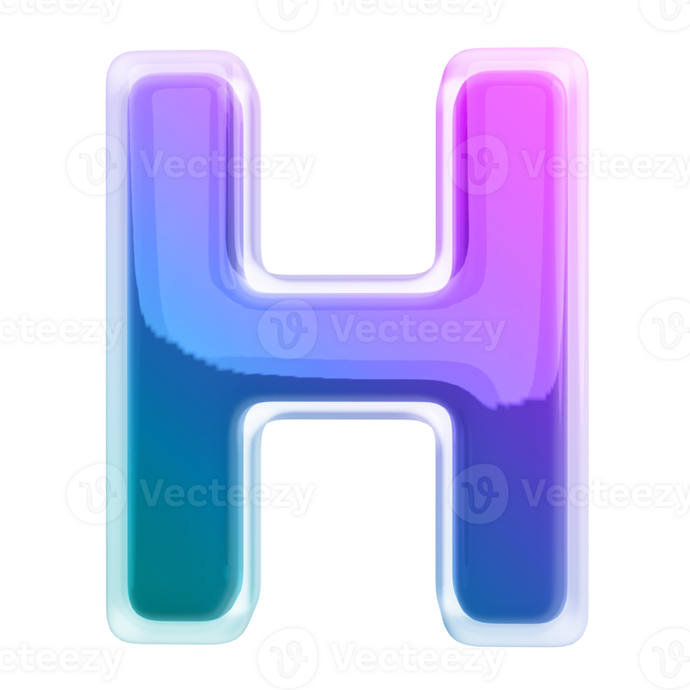 Gradient letter H font 3d render png