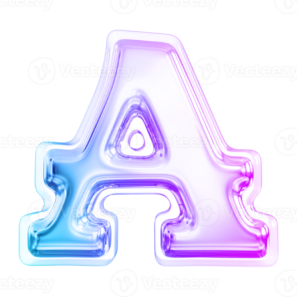 Gradient letter A font 3d render png