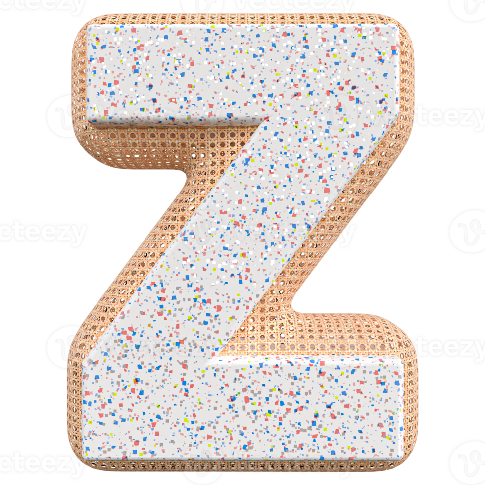 3d letter Z font 3d render png