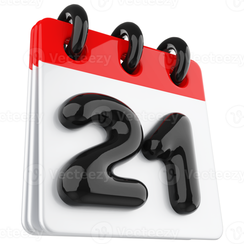 3d icon calendar number 21 png