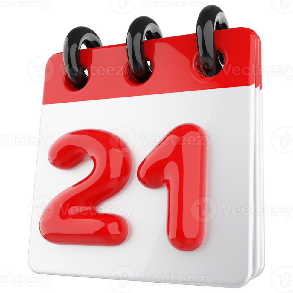 3d icon calendar number 21 png