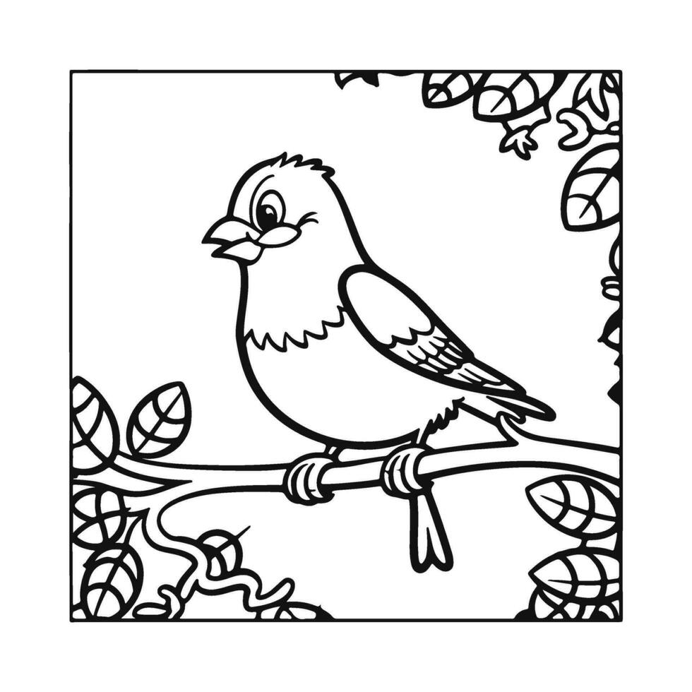 Coloring book of a bird sitting on a branch vector