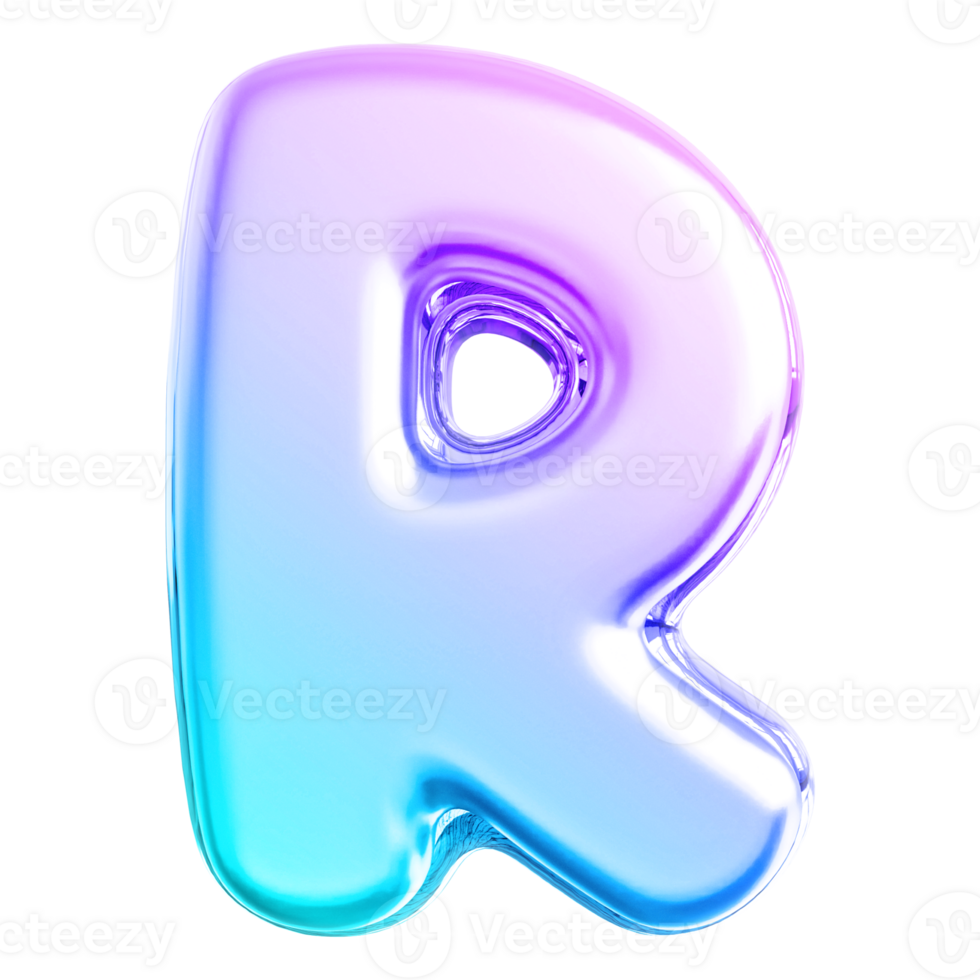 Gradient letter R font 3d render png