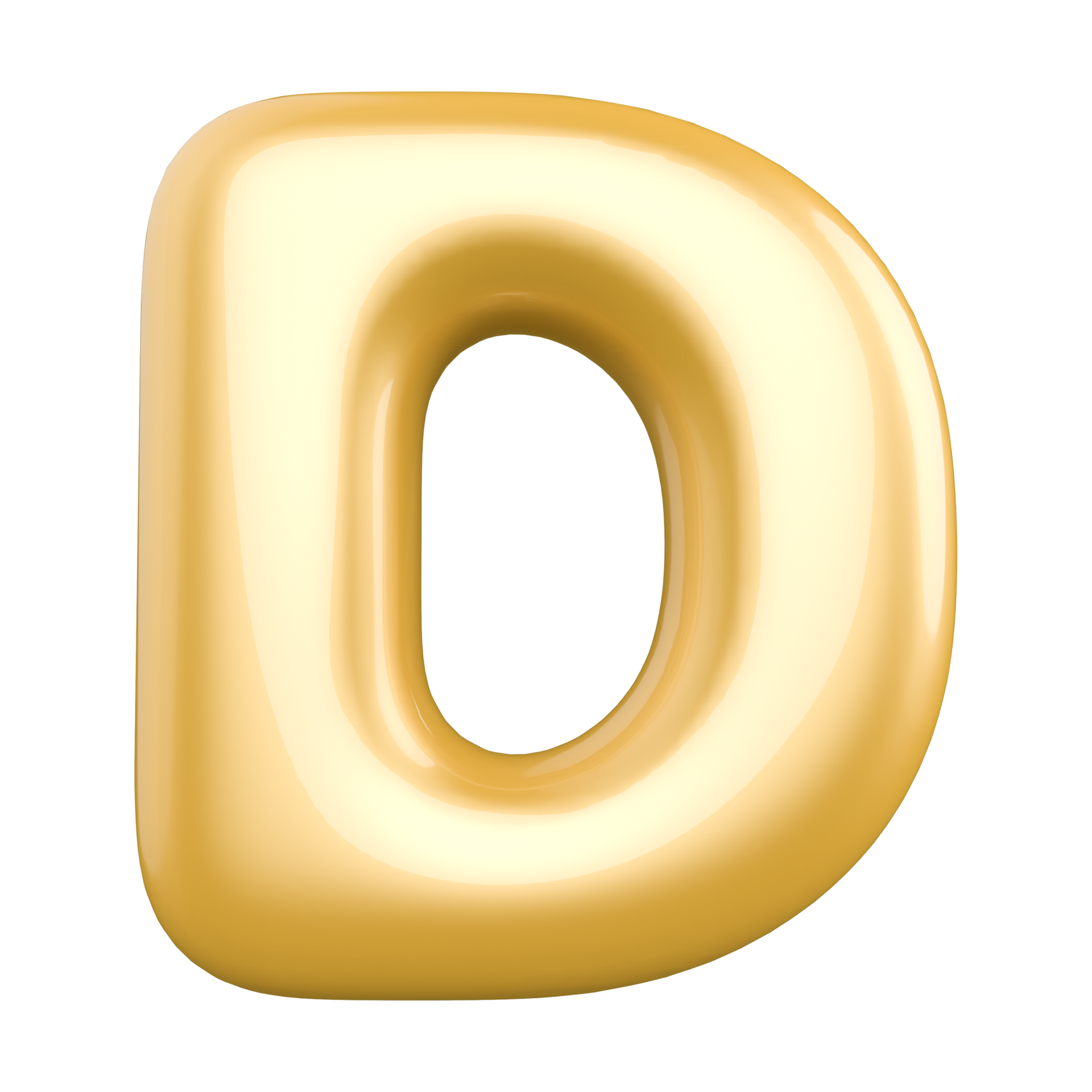 Gold bubble letter D font 3d render 36306424 PNG