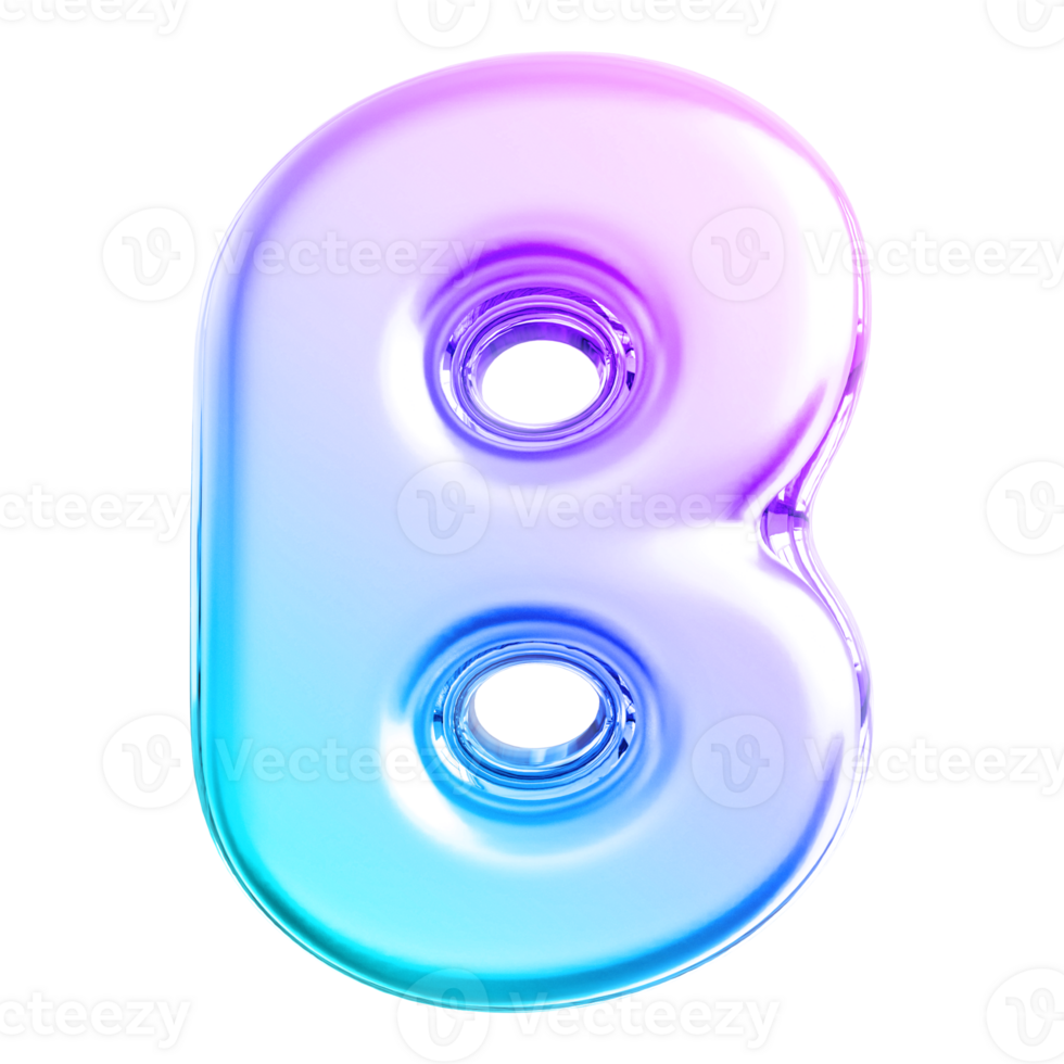 Gradient letter B font 3d render png
