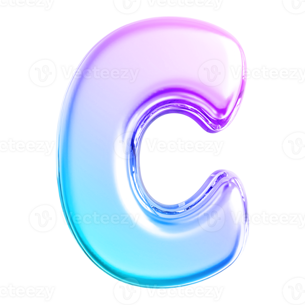 Gradient letter C font 3d render png