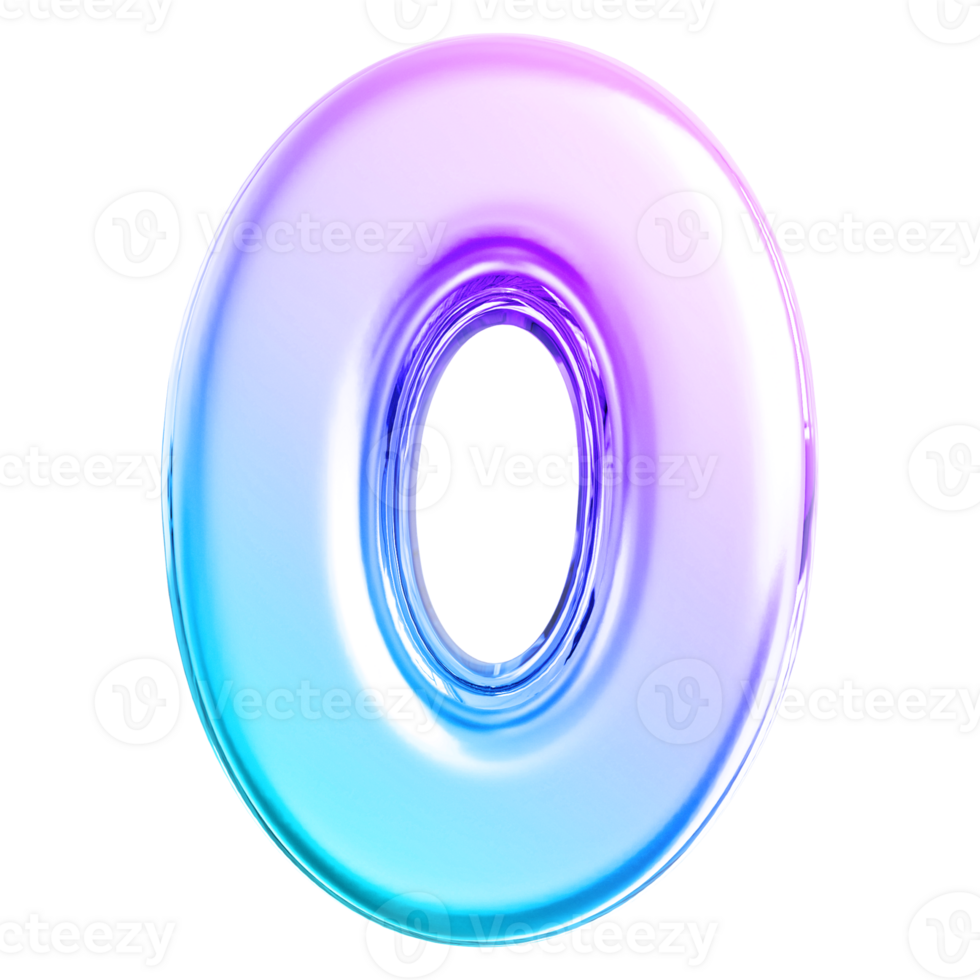 Gradient letter O font 3d render png