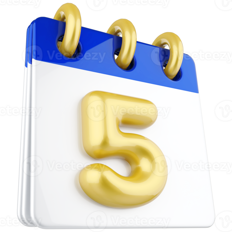 3d icon calendar number 5 png