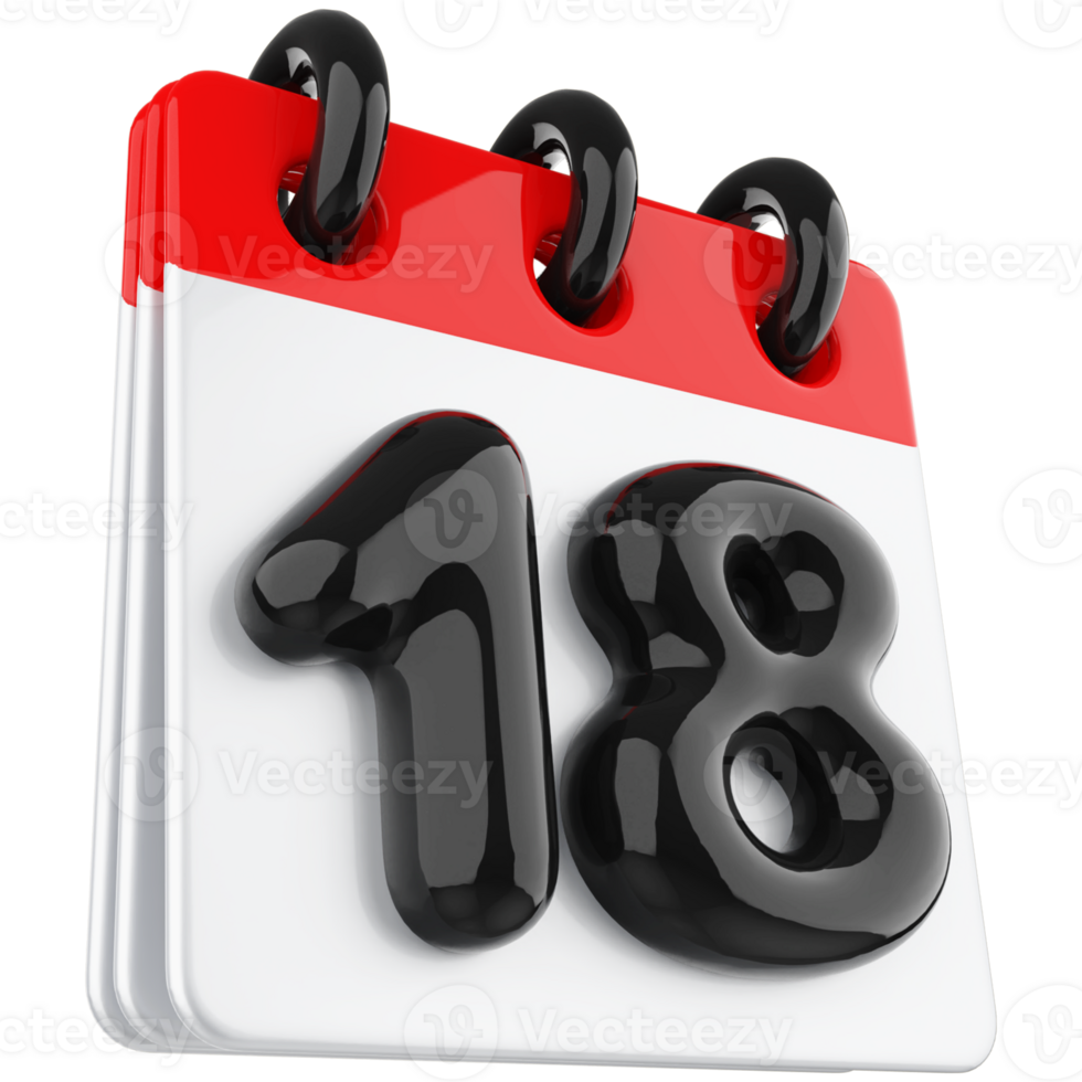 3d icon calendar number 18 png