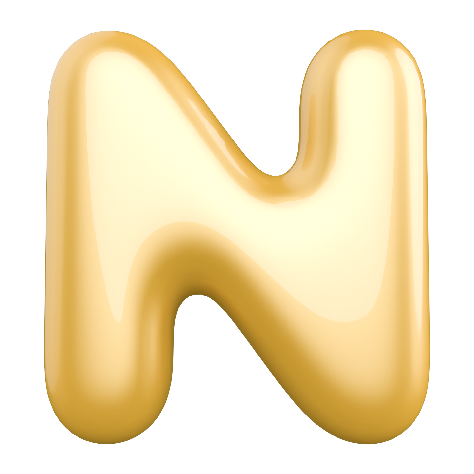 Gold bubble letter n font 3d render 36306463 png