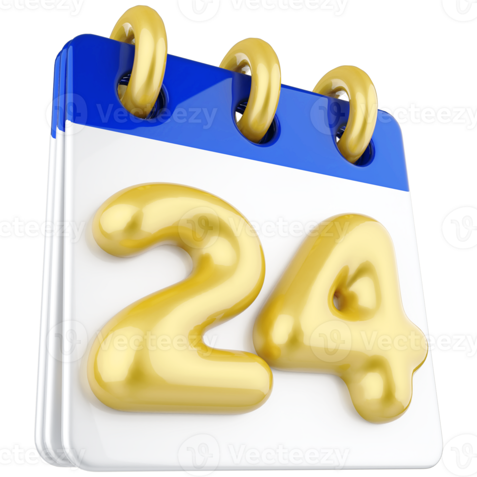 3d icon calendar number 24 png