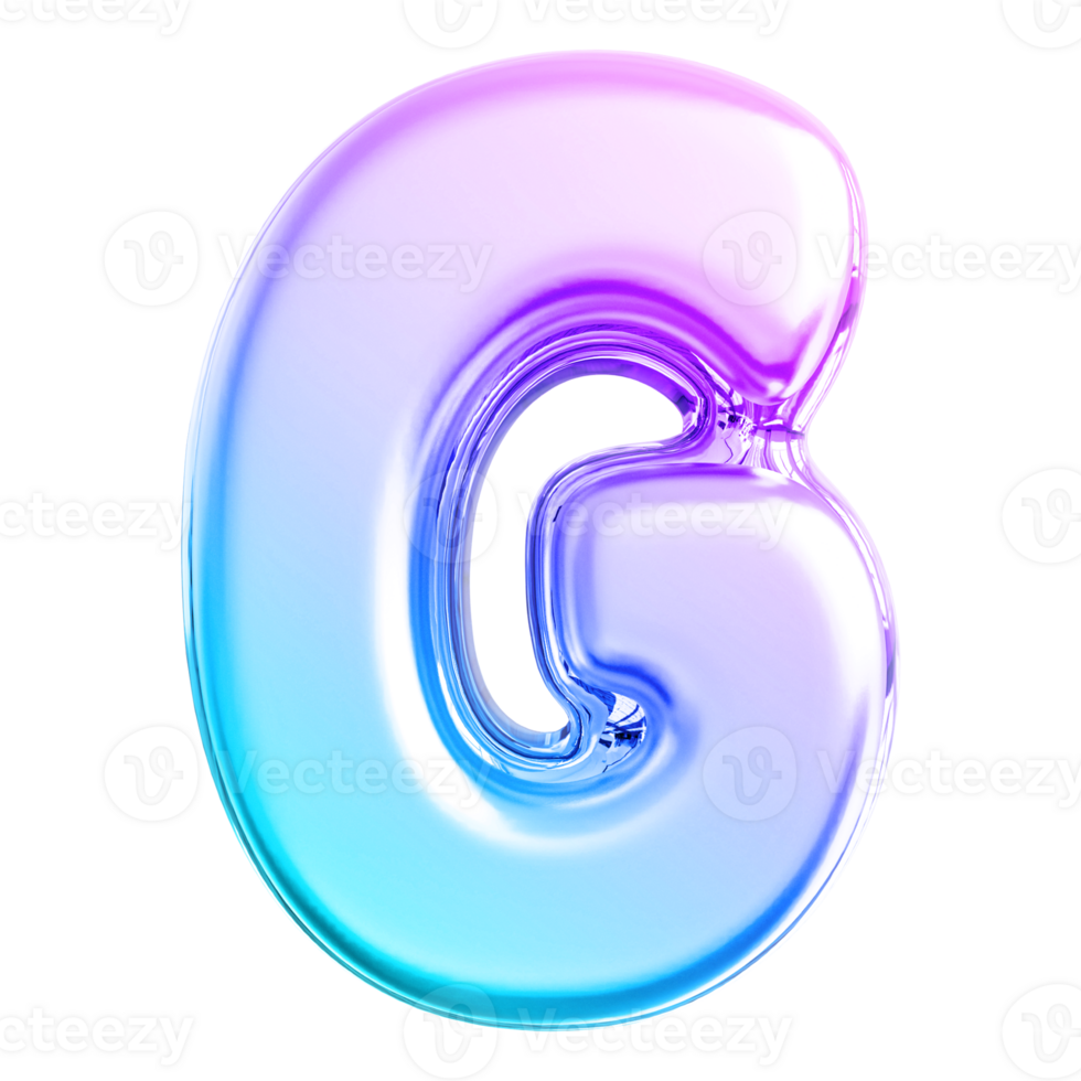 Gradient letter G font 3d render png