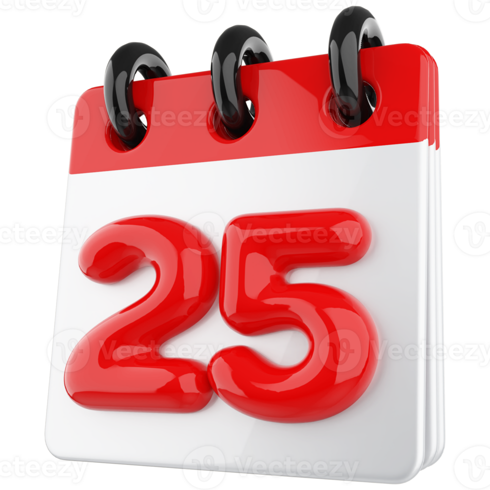 3d icono calendario número 25 png